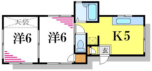 ハイツS(2DK/2階)の間取り写真