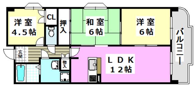 DIO花水木(3LDK/6階)の間取り写真