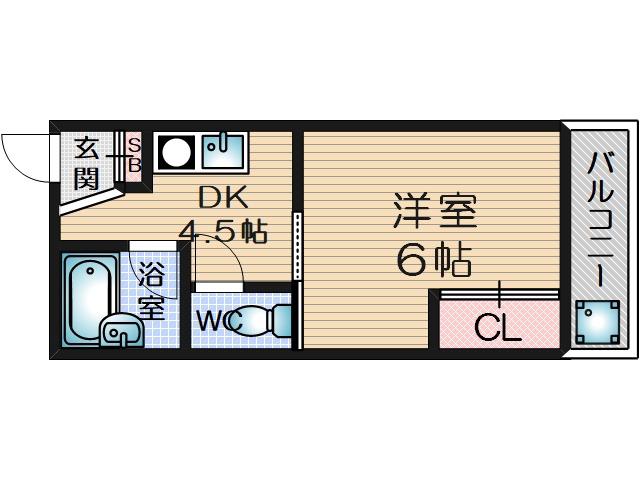 EST-1小野原(1DK/1階)の間取り写真