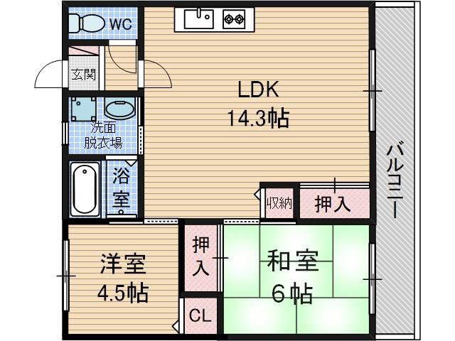 ハイツ香花園(2LDK/2階)の間取り写真