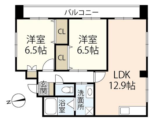 アスタービル(2LDK/2階)の間取り写真