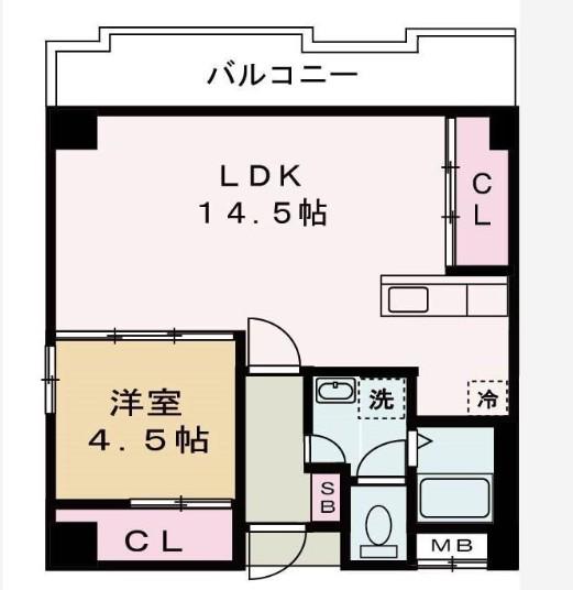 シャトー三和III号館(1LDK/4階)の間取り写真