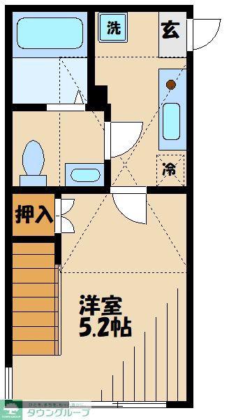 サニーサイド古淵(1K/1階)の間取り写真