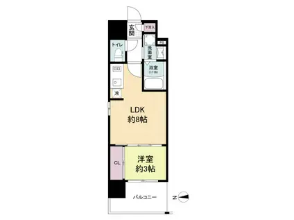 LIVECASA鶴見町(1LDK/7階)の間取り写真