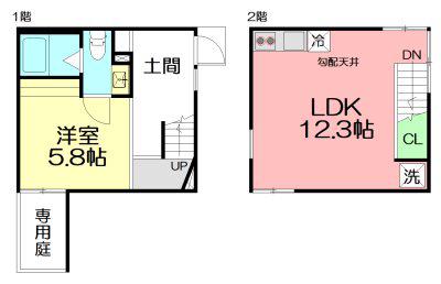 MAISON DE FULL 中海岸A棟(1LDK/1階)の間取り写真
