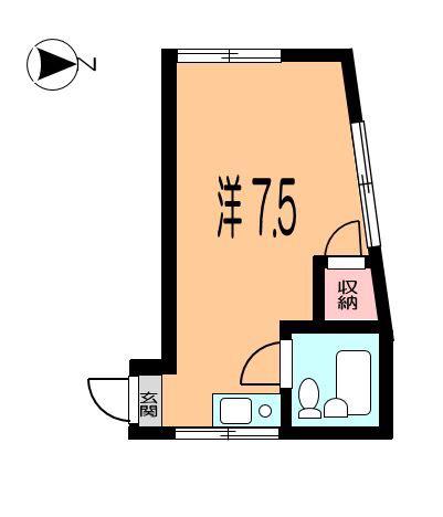 古川ハイツ(ワンルーム/1階)の間取り写真