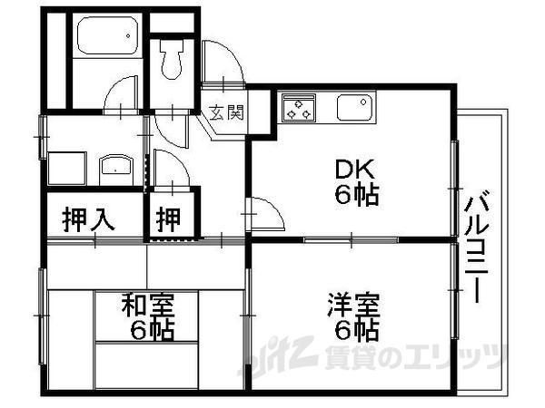 コモンライフOS(2DK/2階)の間取り写真