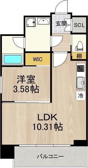 プレジオ弁天町ASIAN(1LDK/2階)の間取り写真