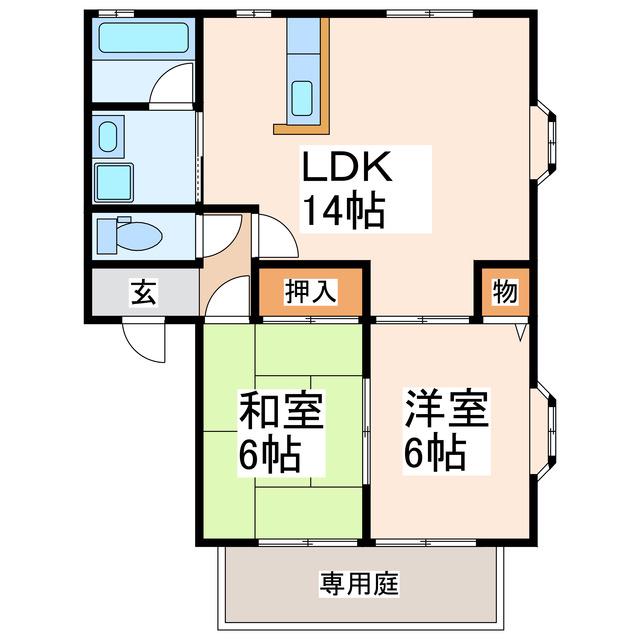 エスポアール松橋(2LDK/1階)の間取り写真