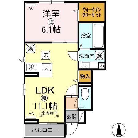 リベルテ国立(1LDK/1階)の間取り写真