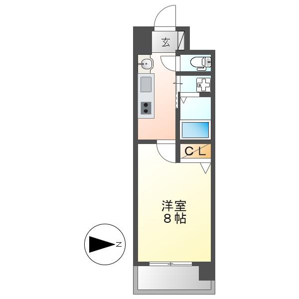 ARTIZA上前津(1K/3階)の間取り写真