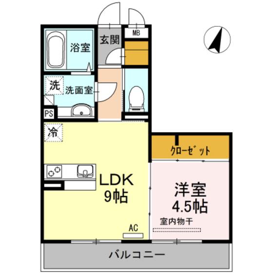 シャルマンパークサイド(1LDK/2階)の間取り写真