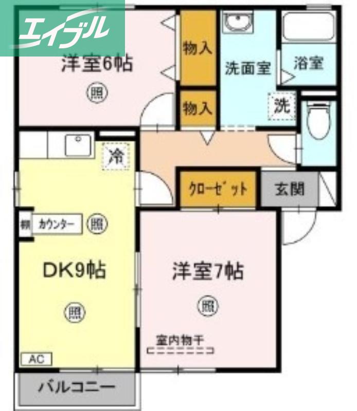 シャンテKUROZUMI(2DK/2階)の間取り写真