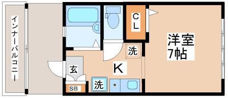 パークアベニュー(1K/2階)の間取り写真