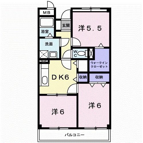 マルベル宇多津(3DK/5階)の間取り写真