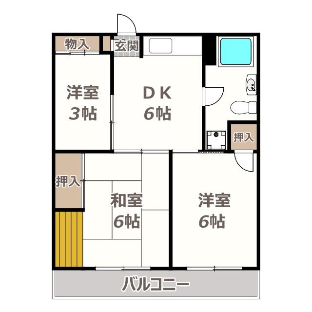 ミツダコーポ(3DK/5階)の間取り写真