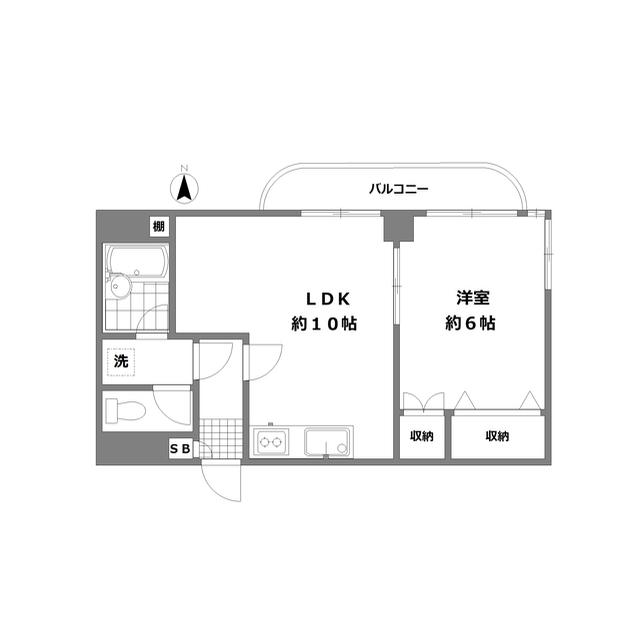グランプラス五本木(1LDK/2階)の間取り写真