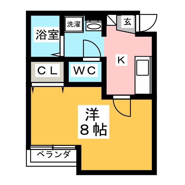 ラ ナチュール春日部(1K/1階)の間取り写真