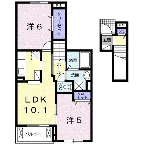 ル・リアンI(2LDK/2階)の間取り写真