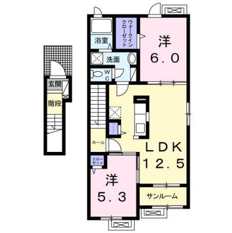 フォルトーナS-II(2LDK/2階)の間取り写真