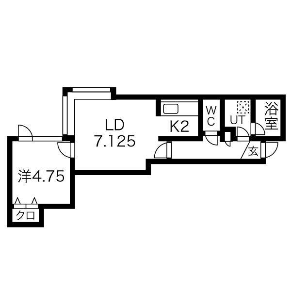 エーグル(1LDK/2階)の間取り写真