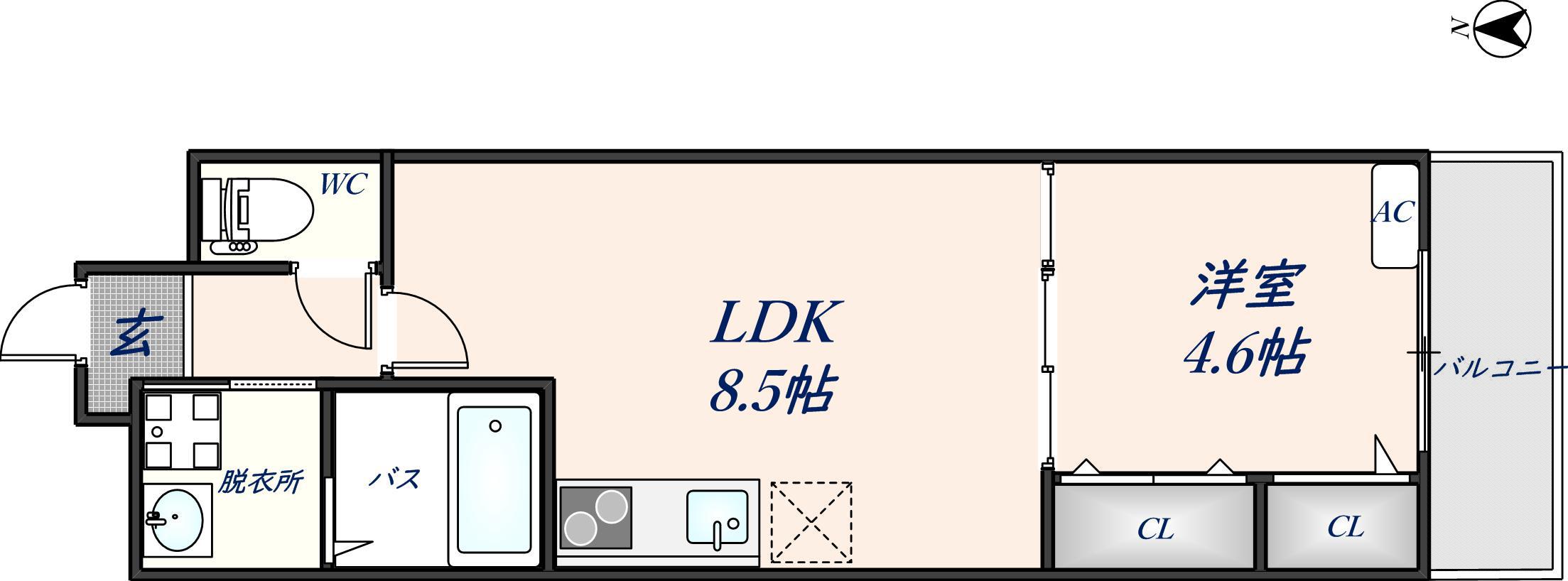フジパレス箱殿町(1LDK/3階)の間取り写真
