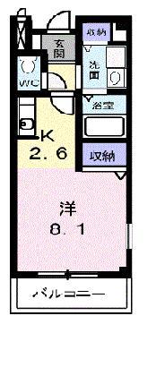 エスポワール土居C(ワンルーム/1階)の間取り写真