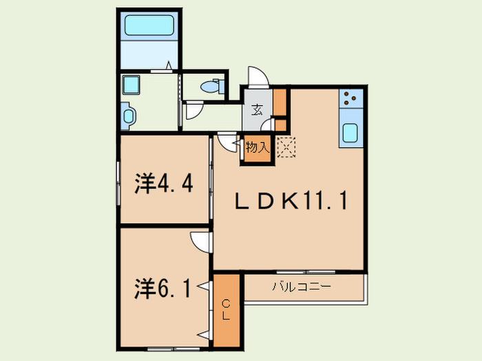 AUDREY(2LDK/3階)の間取り写真