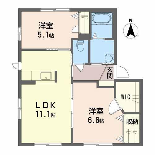 ダイヤメゾンD棟(2LDK/1階)の間取り写真