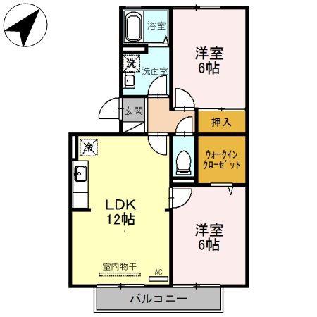 サンコミュニティ ノース(2LDK/2階)の間取り写真