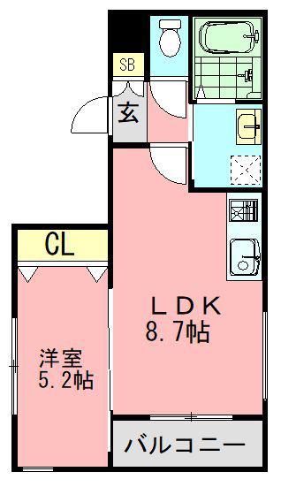 ラ・パール大濠公園(1LDK/1階)の間取り写真