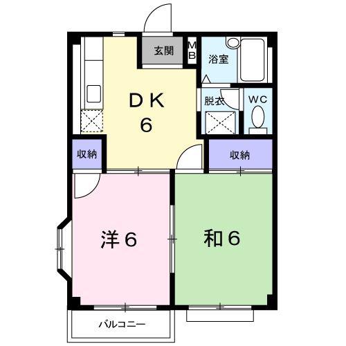 エルディム末広C(2DK/1階)の間取り写真