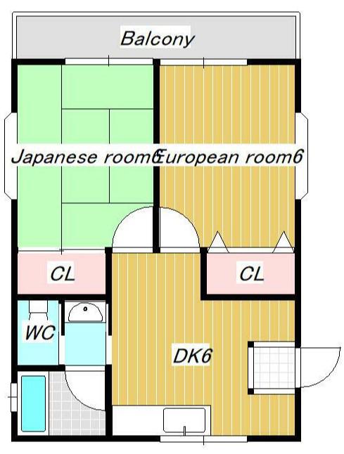 クレスト(2DK/2階)の間取り写真
