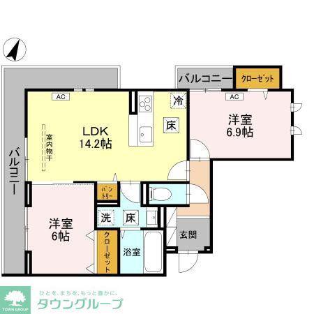 センカIII(2LDK/1階)の間取り写真