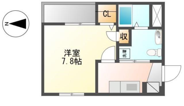 ピノアール(1K/1階)の間取り写真
