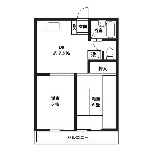 ハイツフォレスト(2DK/2階)の間取り写真