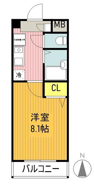 クレストコート(1K/3階)の間取り写真