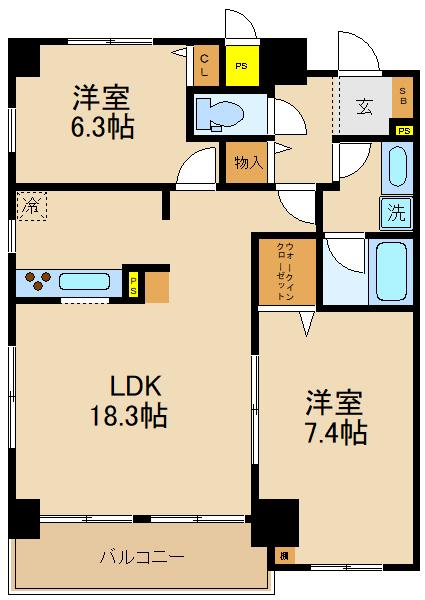 楓雅24(2LDK/2階)の間取り写真