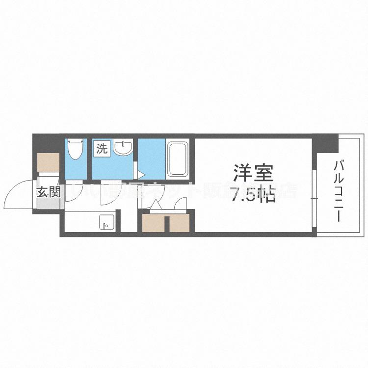 S-RESIDENCE福島GRANDE(1K/3階)の間取り写真