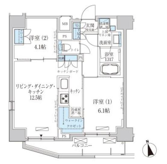 パークアクシス東上野(2LDK/13階)の間取り写真