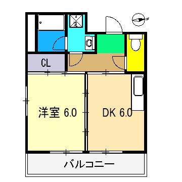 カインド中宝永(1DK/6階)の間取り写真
