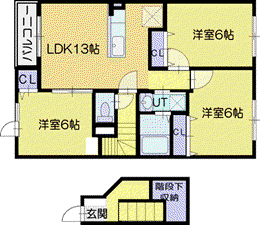 ウエストファイブヒルズ(3LDK/2階)の間取り写真