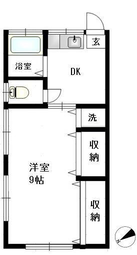 グリーンピア釜利谷(1DK/2階)の間取り写真