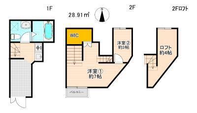 ガレット九産大前(2K/1階)の間取り写真