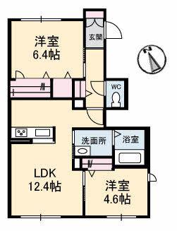 シャーメゾン21 D(2LDK/1階)の間取り写真
