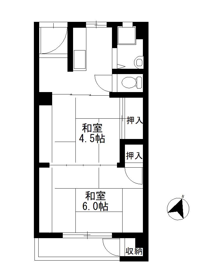 湊川第一マンション(2K/4階)の間取り写真