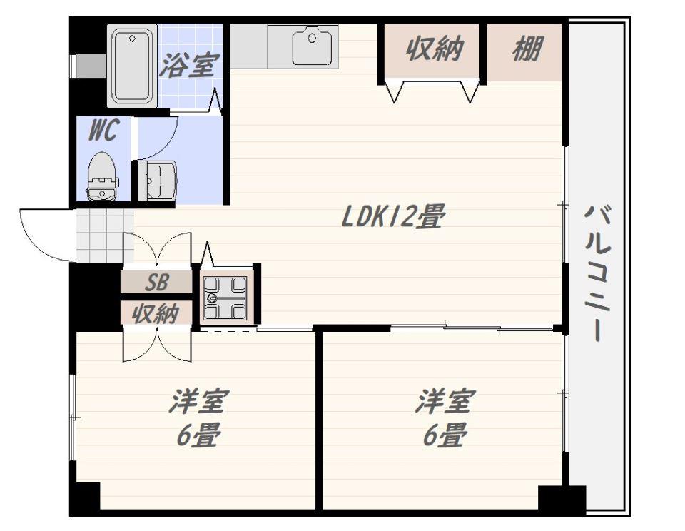 天翔ビル(2LDK/3階)の間取り写真