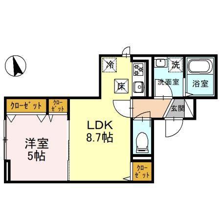 グラナーデ白子(1LDK/1階)の間取り写真