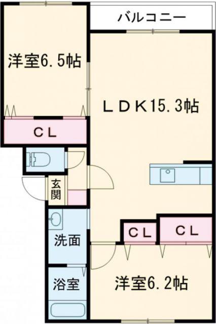 ル・シャルールレジェII(2LDK/3階)の間取り写真