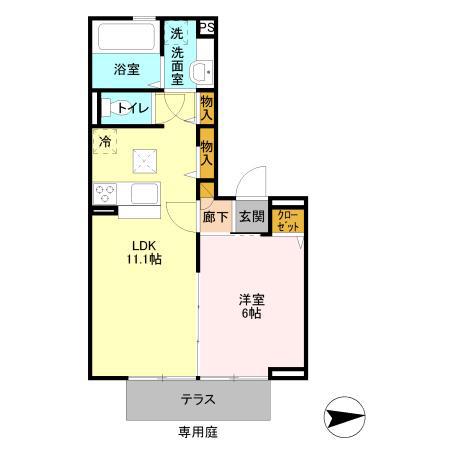 アルブル コインシデンス(1LDK/1階)の間取り写真